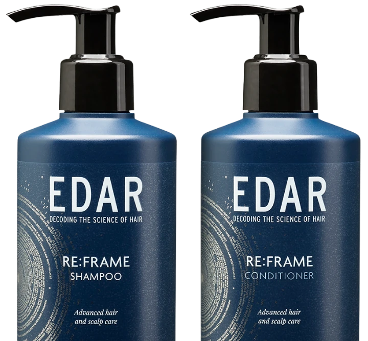 EDAR RE:FRAME Shampoo and Conditioner, developed by Dr Edward Ball