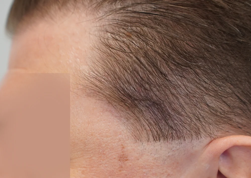 After hair restoration: Male patient underwent FUE procedure of 237 grafts.